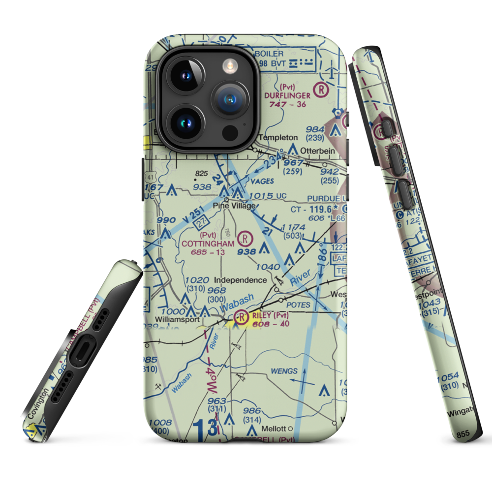 Cottingham Airport (1IN6) VFR Sectional  Tough iPhone Case iPhone 15 Pro Max model shown