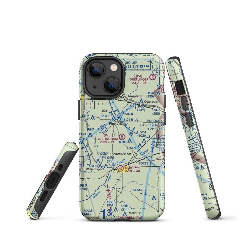 Cottingham Airport (1IN6) VFR Sectional  Tough iPhone Case iPhone 13 mini model shown