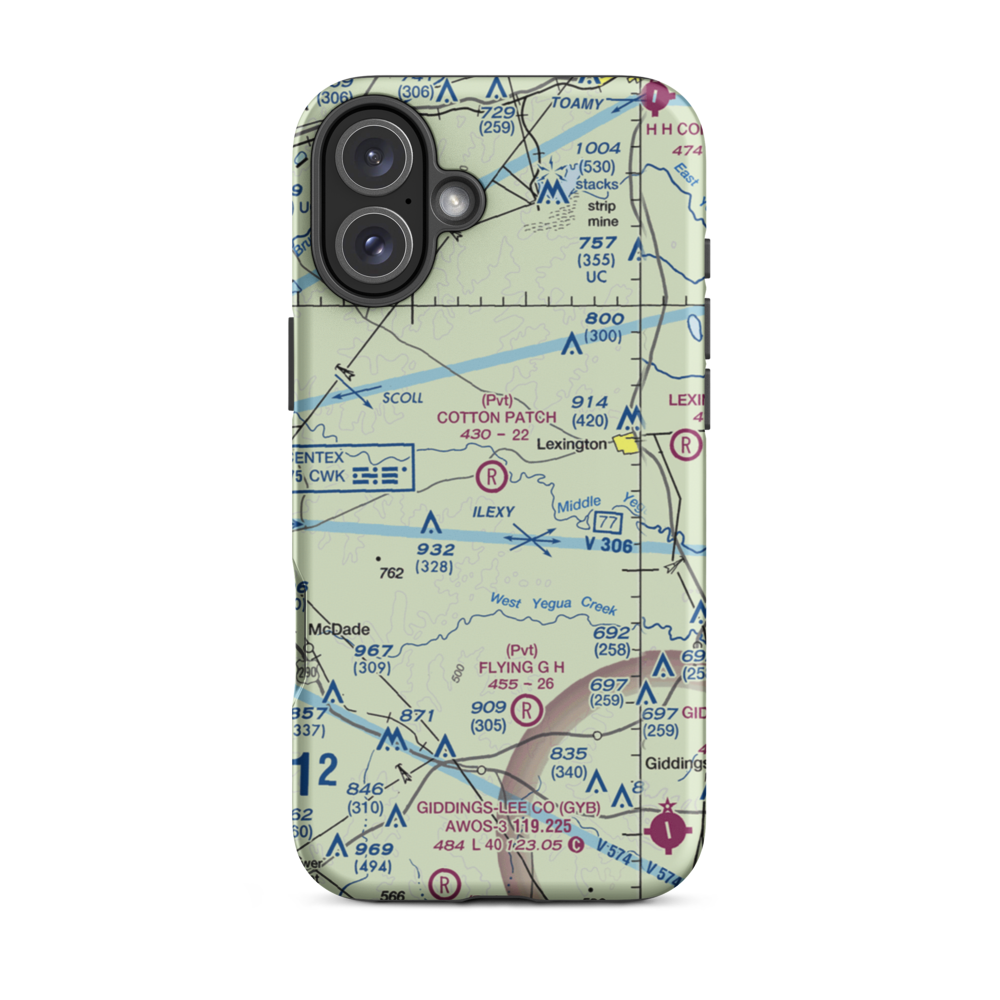 Cotton Patch Airport (TA75) VFR Sectional  Tough iPhone Case iPhone 16 Plus model shown