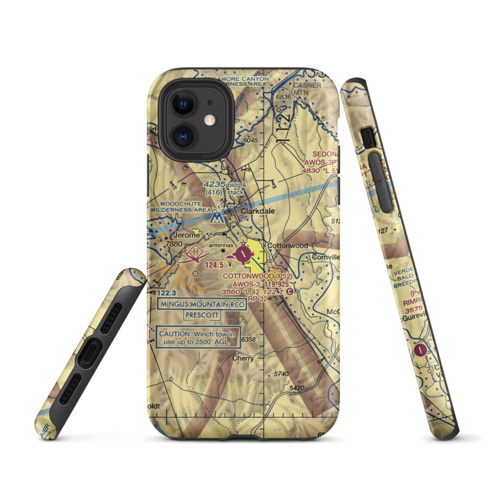 Cottonwood Airport (P52) VFR Sectional  Tough iPhone Case iPhone 11 model shown
