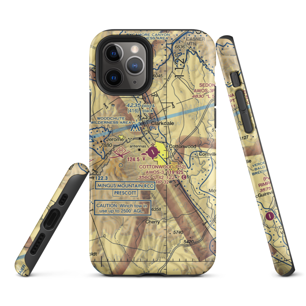 Cottonwood Airport (P52) VFR Sectional  Tough iPhone Case iPhone 11 Pro model shown