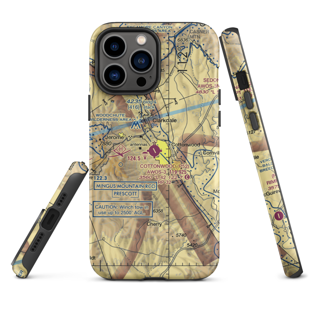 Cottonwood Airport (P52) VFR Sectional  Tough iPhone Case iPhone 13 Pro Max model shown