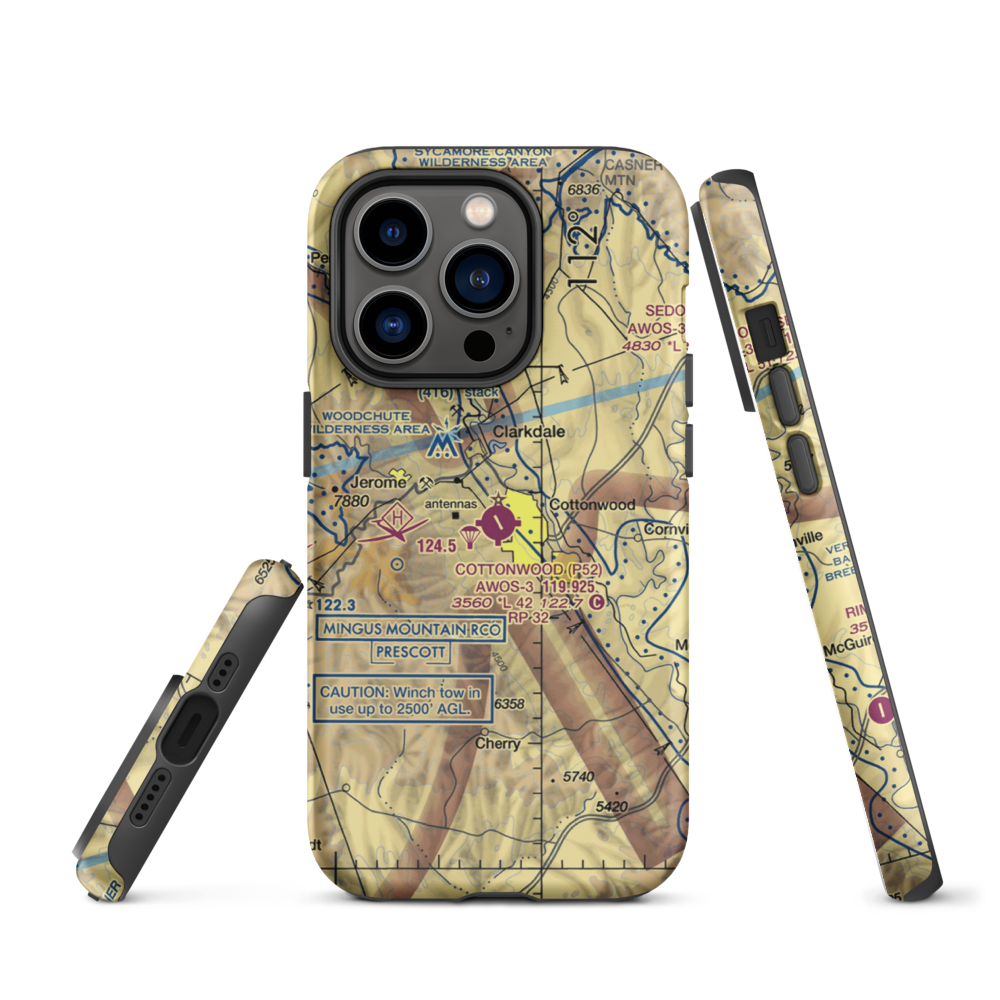 Cottonwood Airport (P52) VFR Sectional  Tough iPhone Case iPhone 14 Pro model shown