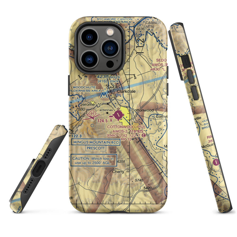 Cottonwood Airport (P52) VFR Sectional  Tough iPhone Case iPhone 14 Pro Max model shown
