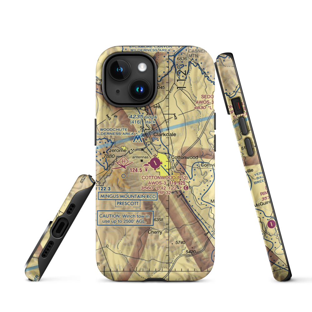 Cottonwood Airport (P52) VFR Sectional  Tough iPhone Case iPhone 15 model shown