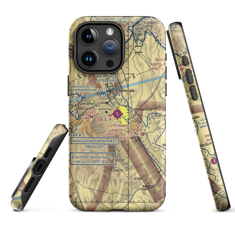 Cottonwood Airport (P52) VFR Sectional  Tough iPhone Case iPhone 15 Pro Max model shown