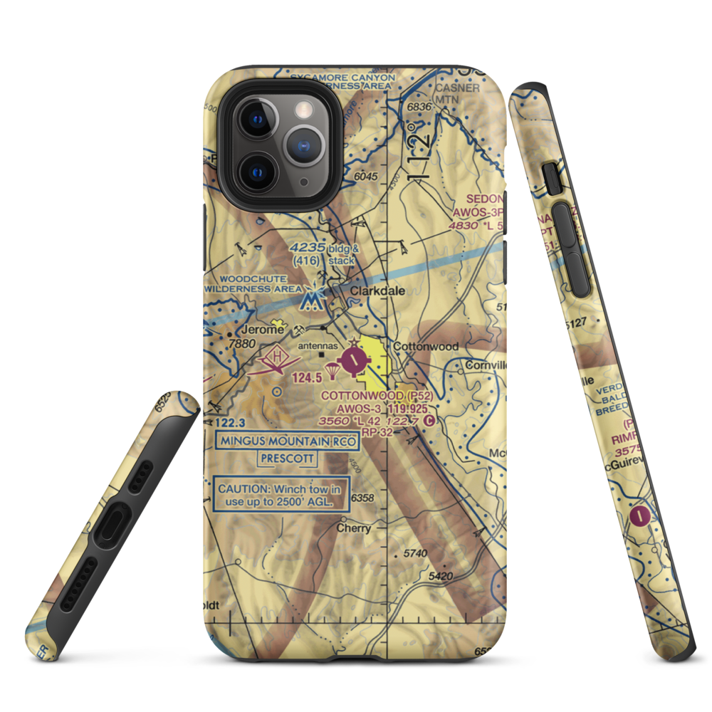 Cottonwood Airport (P52) VFR Sectional  Tough iPhone Case iPhone 11 Pro Max model shown