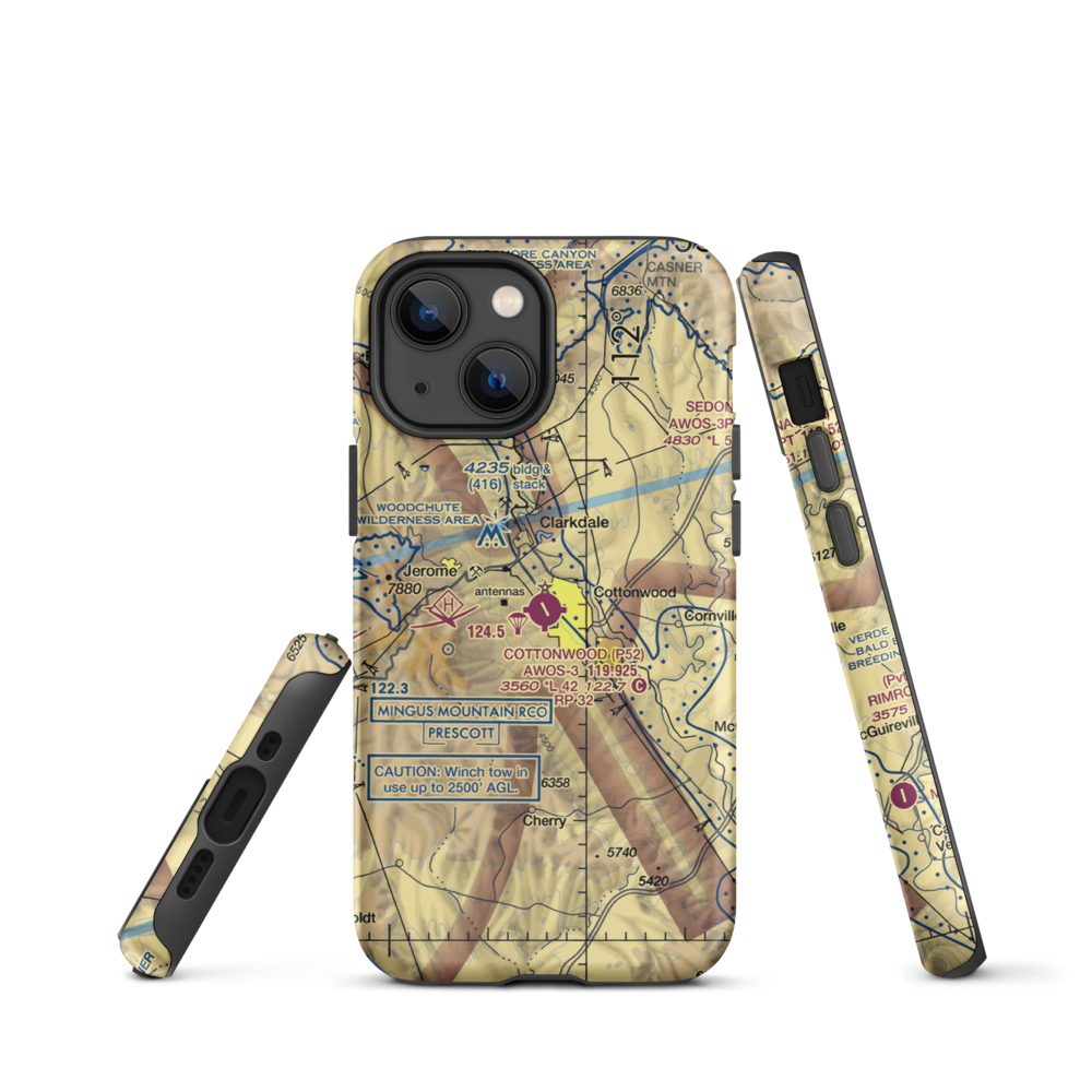 Cottonwood Airport (P52) VFR Sectional  Tough iPhone Case iPhone 13 mini model shown
