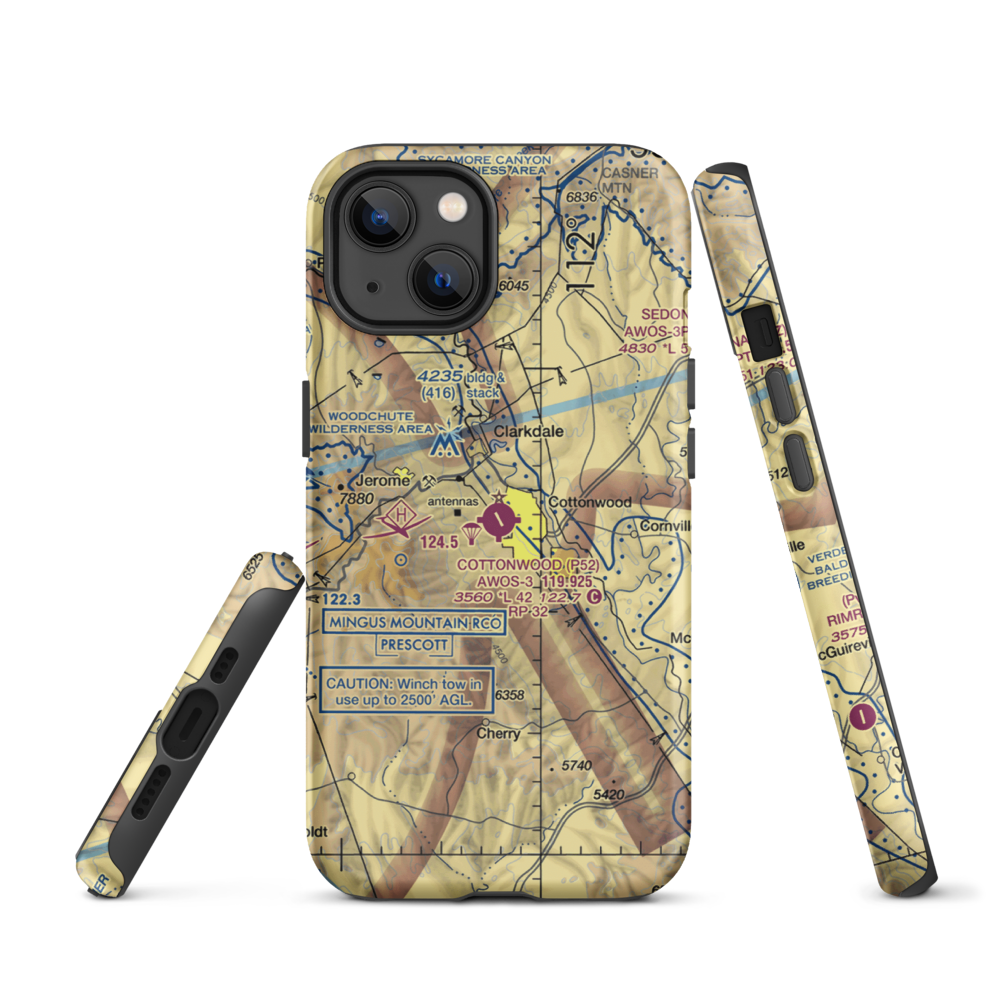 Cottonwood Airport (P52) VFR Sectional  Tough iPhone Case iPhone 13 model shown
