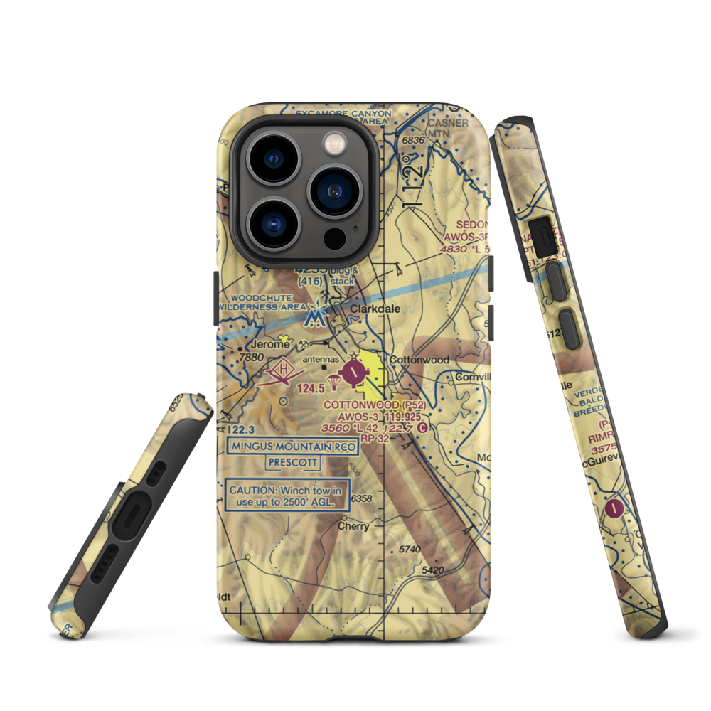 Cottonwood Airport (P52) VFR Sectional  Tough iPhone Case iPhone 13 Pro model shown