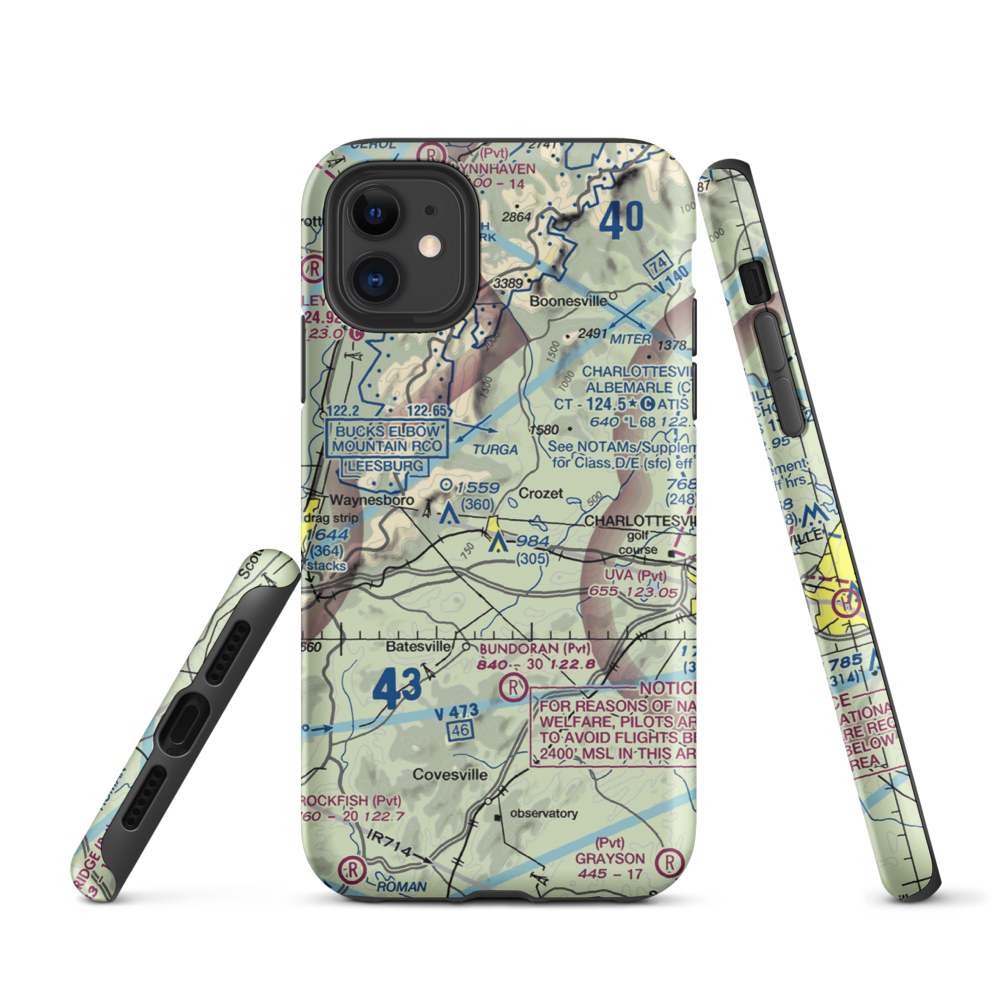 Cottonwood Farm Airport (87VA) VFR Sectional  Tough iPhone Case iPhone 11 model shown