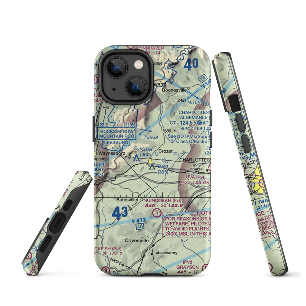 Cottonwood Farm Airport (87VA) VFR Sectional  Tough iPhone Case iPhone 14 model shown