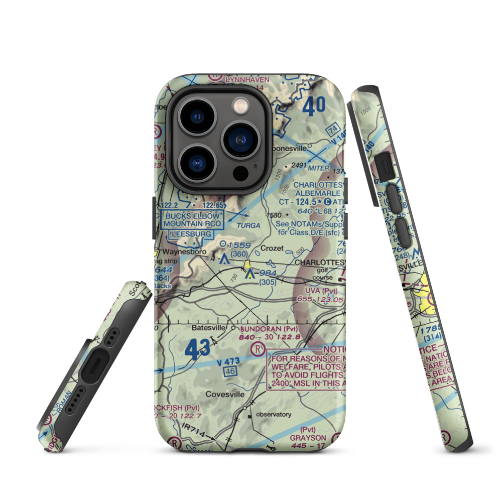 Cottonwood Farm Airport (87VA) VFR Sectional  Tough iPhone Case iPhone 14 Pro model shown
