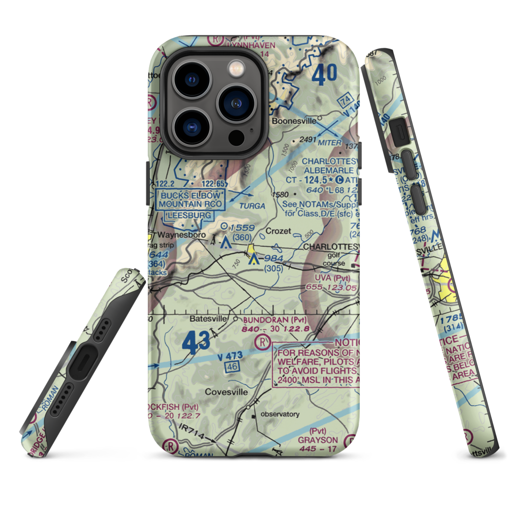 Cottonwood Farm Airport (87VA) VFR Sectional  Tough iPhone Case iPhone 14 Pro Max model shown