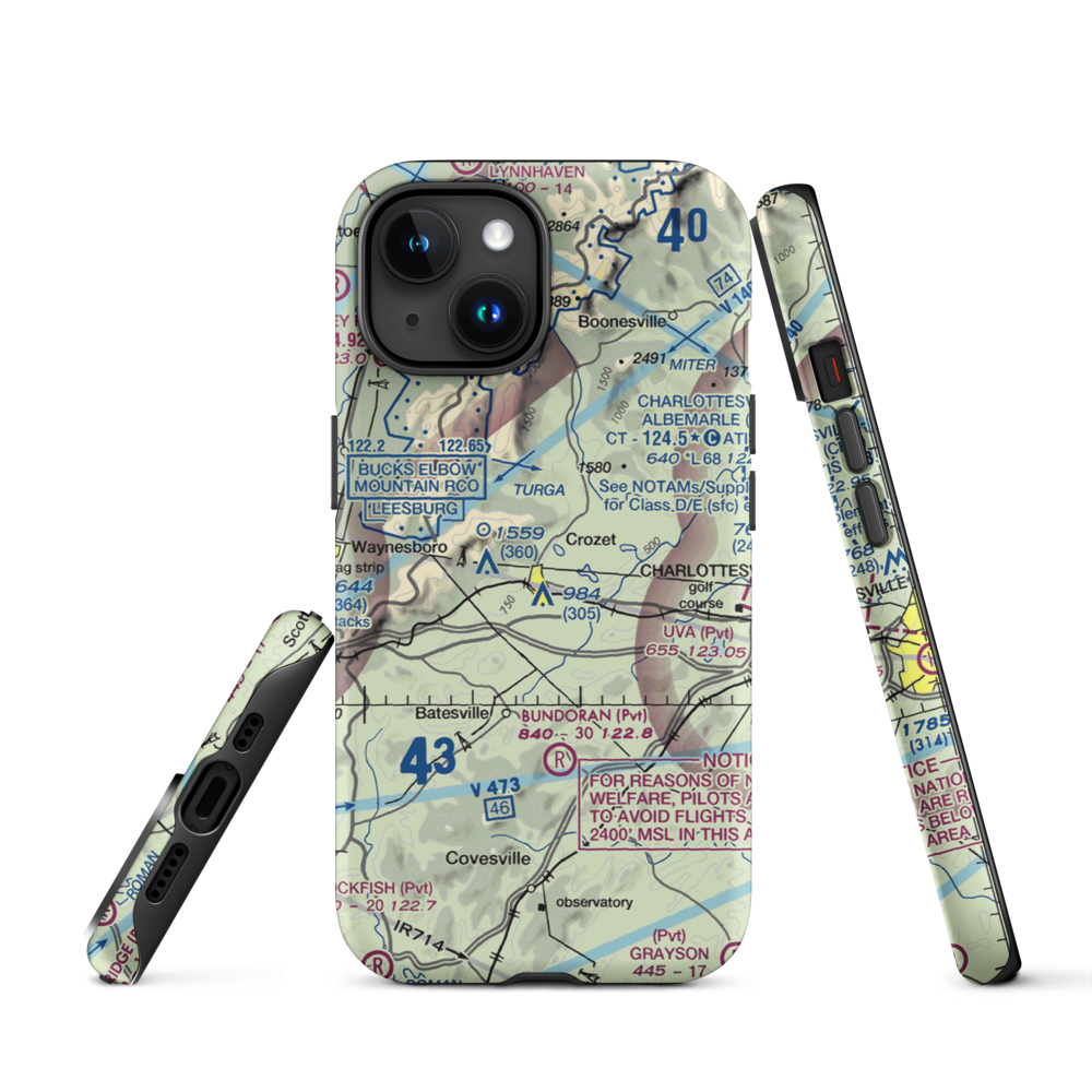 Cottonwood Farm Airport (87VA) VFR Sectional  Tough iPhone Case iPhone 15 model shown