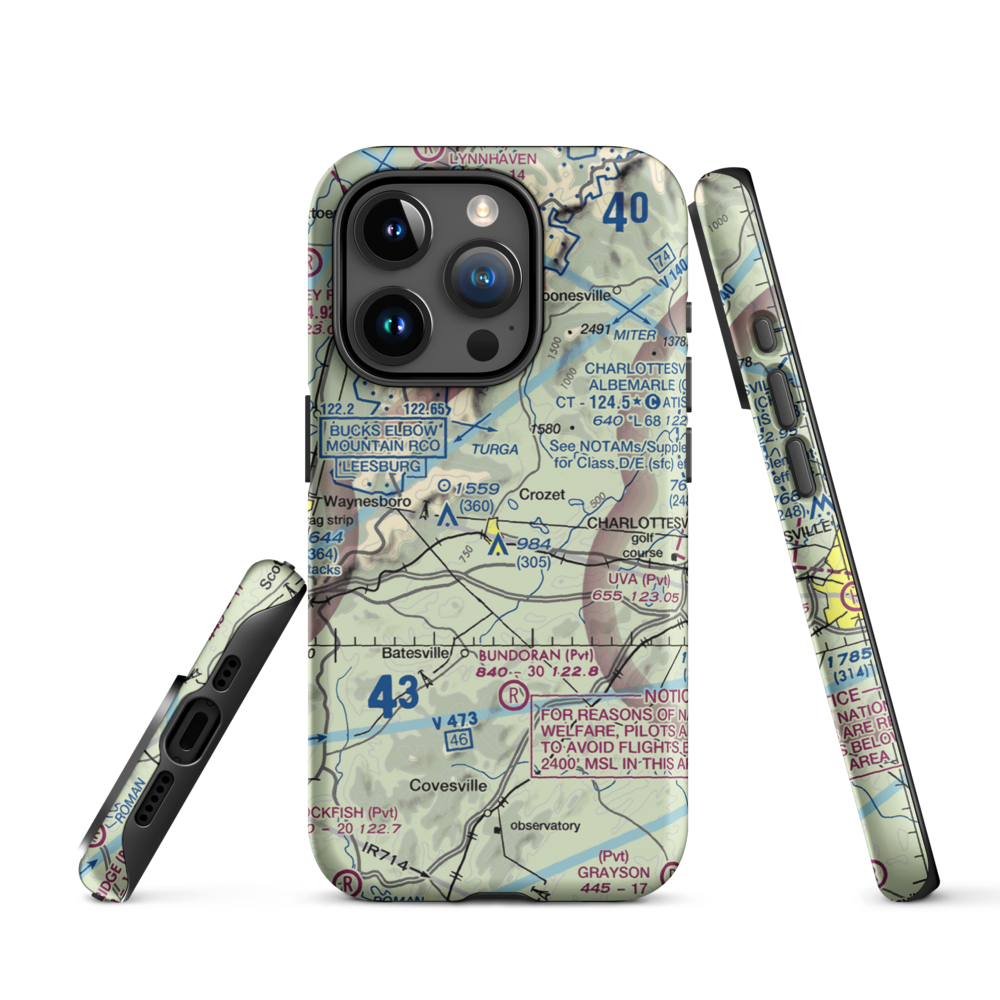 Cottonwood Farm Airport (87VA) VFR Sectional  Tough iPhone Case iPhone 15 Pro model shown