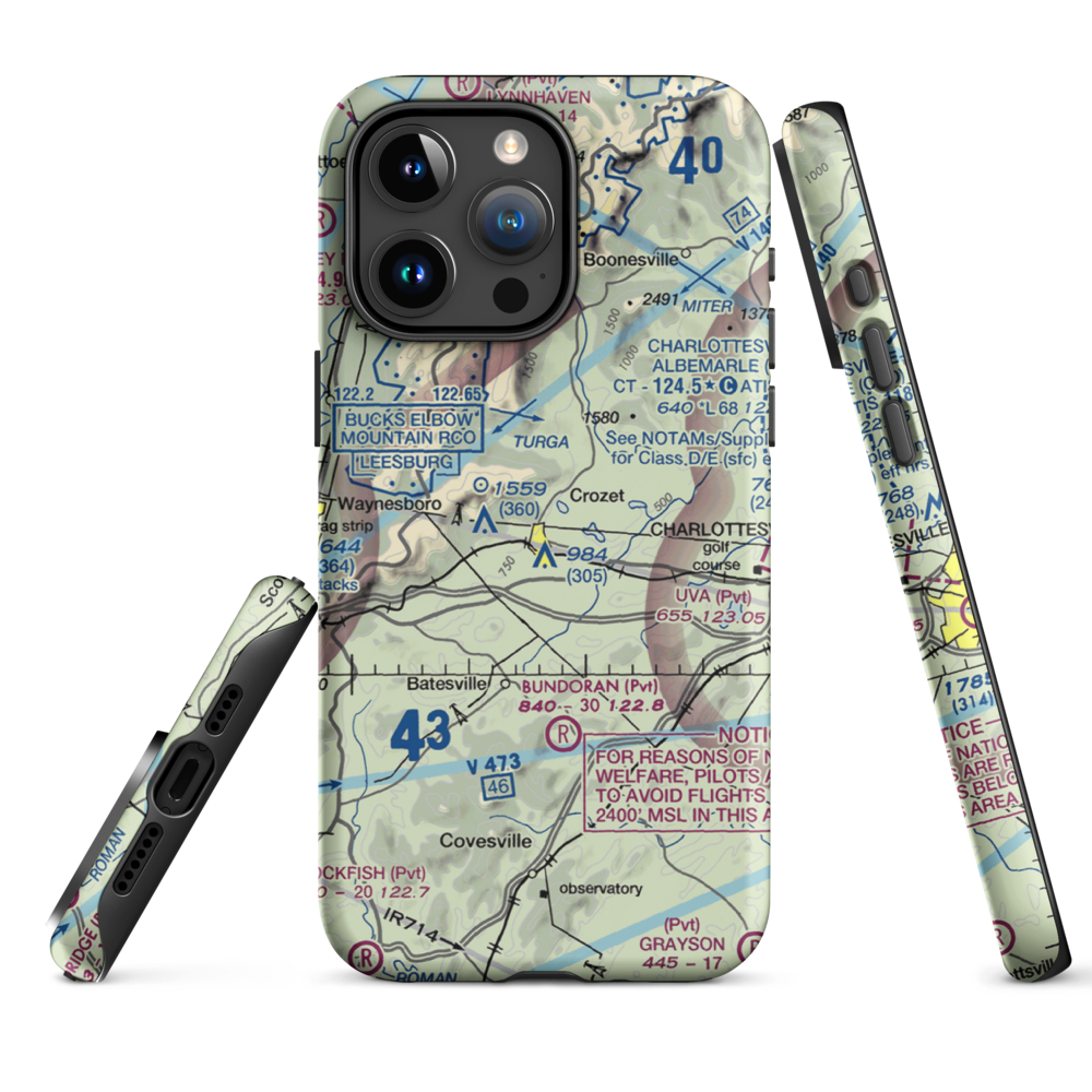 Cottonwood Farm Airport (87VA) VFR Sectional  Tough iPhone Case iPhone 15 Pro Max model shown