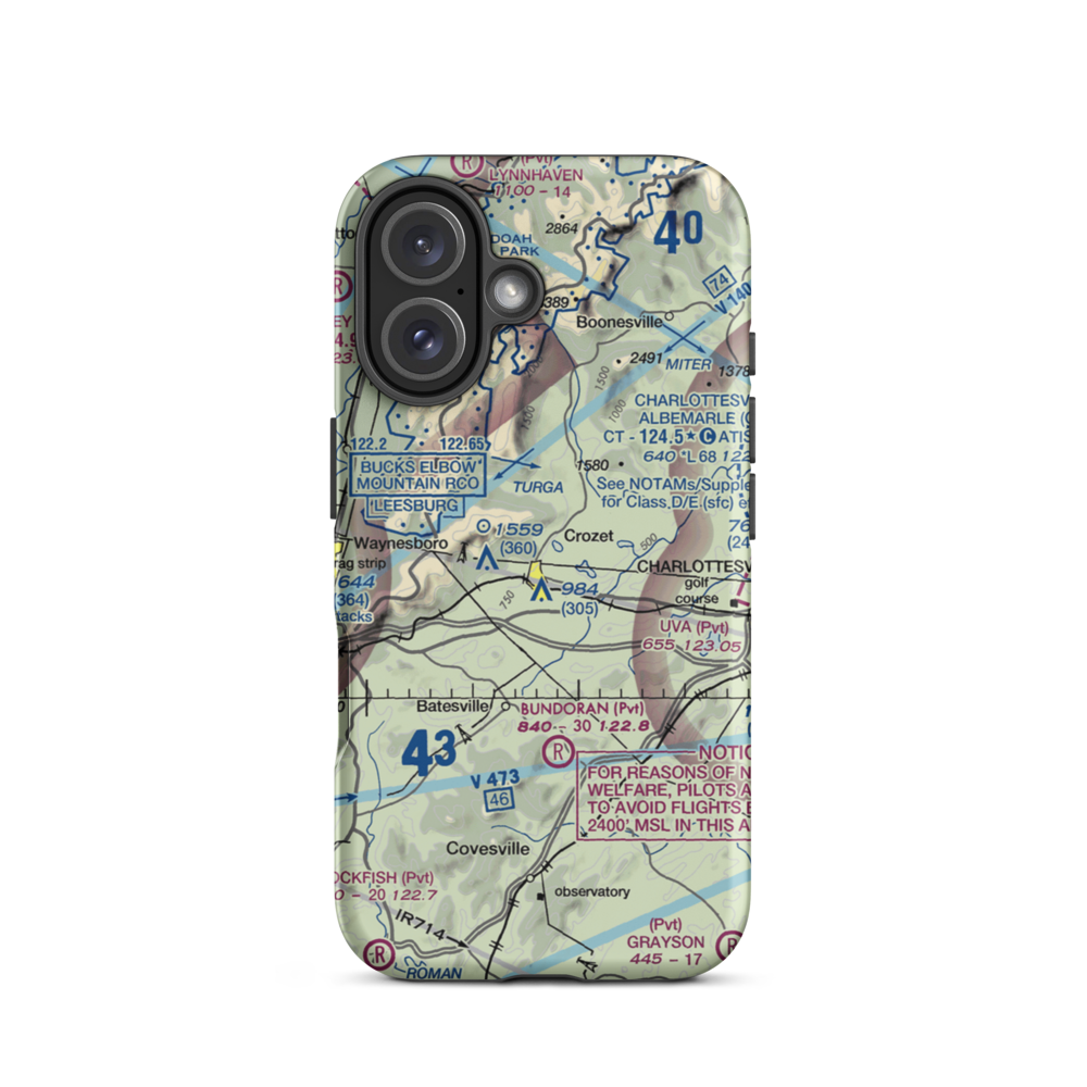 Cottonwood Farm Airport (87VA) VFR Sectional  Tough iPhone Case iPhone 16 model shown