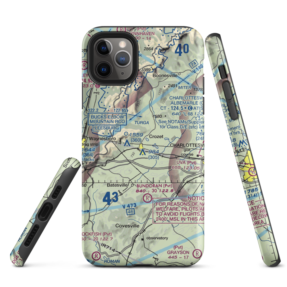 Cottonwood Farm Airport (87VA) VFR Sectional  Tough iPhone Case iPhone 11 Pro Max model shown