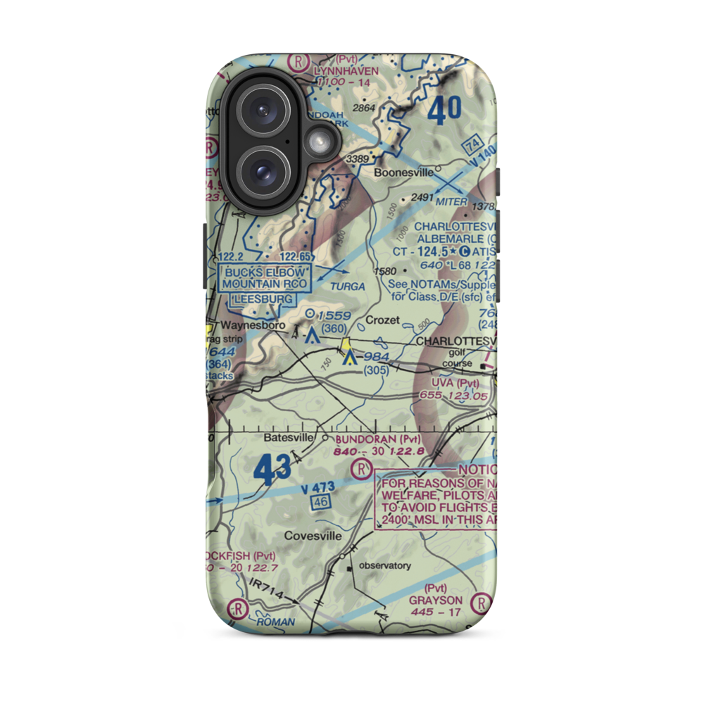 Cottonwood Farm Airport (87VA) VFR Sectional  Tough iPhone Case iPhone 16 Plus model shown