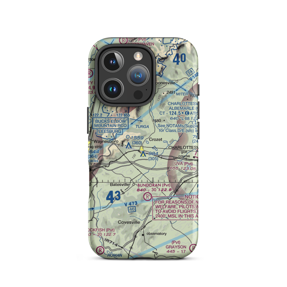Cottonwood Farm Airport (87VA) VFR Sectional  Tough iPhone Case iPhone 16 Pro model shown