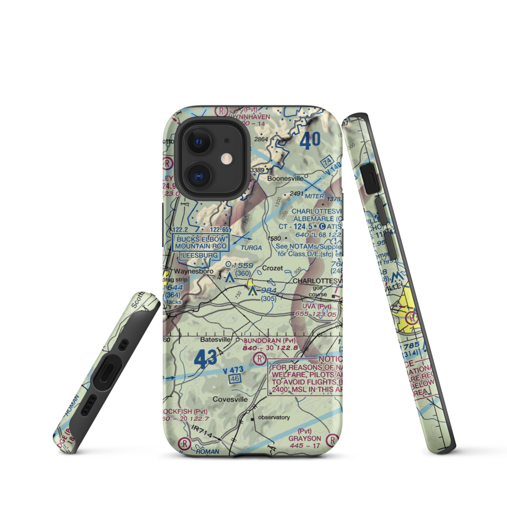 Cottonwood Farm Airport (87VA) VFR Sectional  Tough iPhone Case iPhone 12 mini model shown