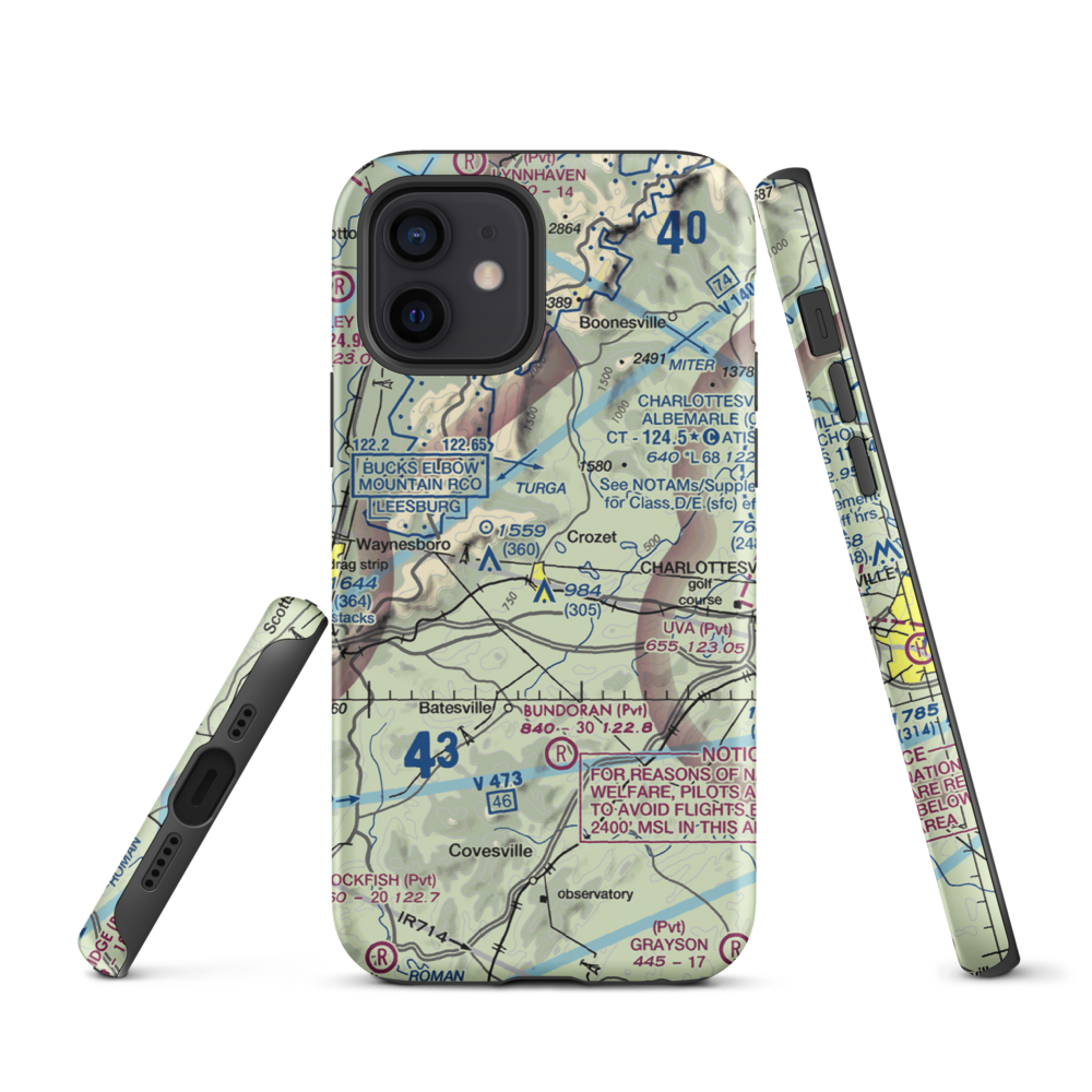 Cottonwood Farm Airport (87VA) VFR Sectional  Tough iPhone Case iPhone 12 model shown
