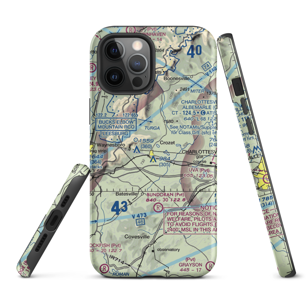 Cottonwood Farm Airport (87VA) VFR Sectional  Tough iPhone Case iPhone 12 Pro Max model shown