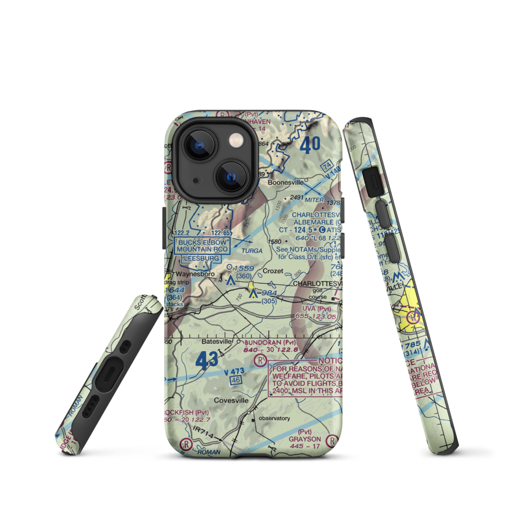Cottonwood Farm Airport (87VA) VFR Sectional  Tough iPhone Case iPhone 13 mini model shown