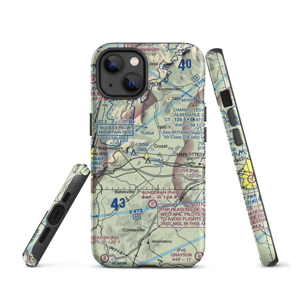 Cottonwood Farm Airport (87VA) VFR Sectional  Tough iPhone Case iPhone 13 model shown
