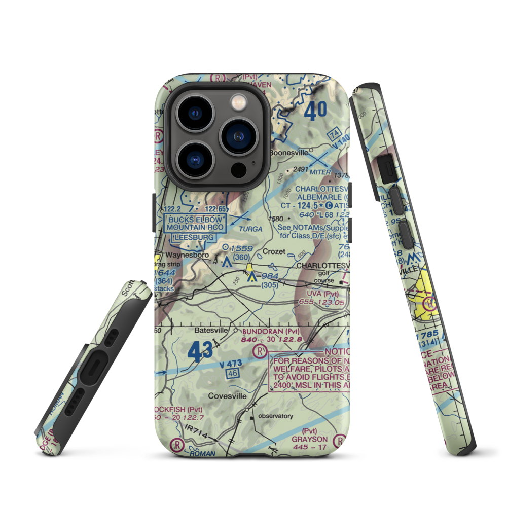 Cottonwood Farm Airport (87VA) VFR Sectional  Tough iPhone Case iPhone 13 Pro model shown