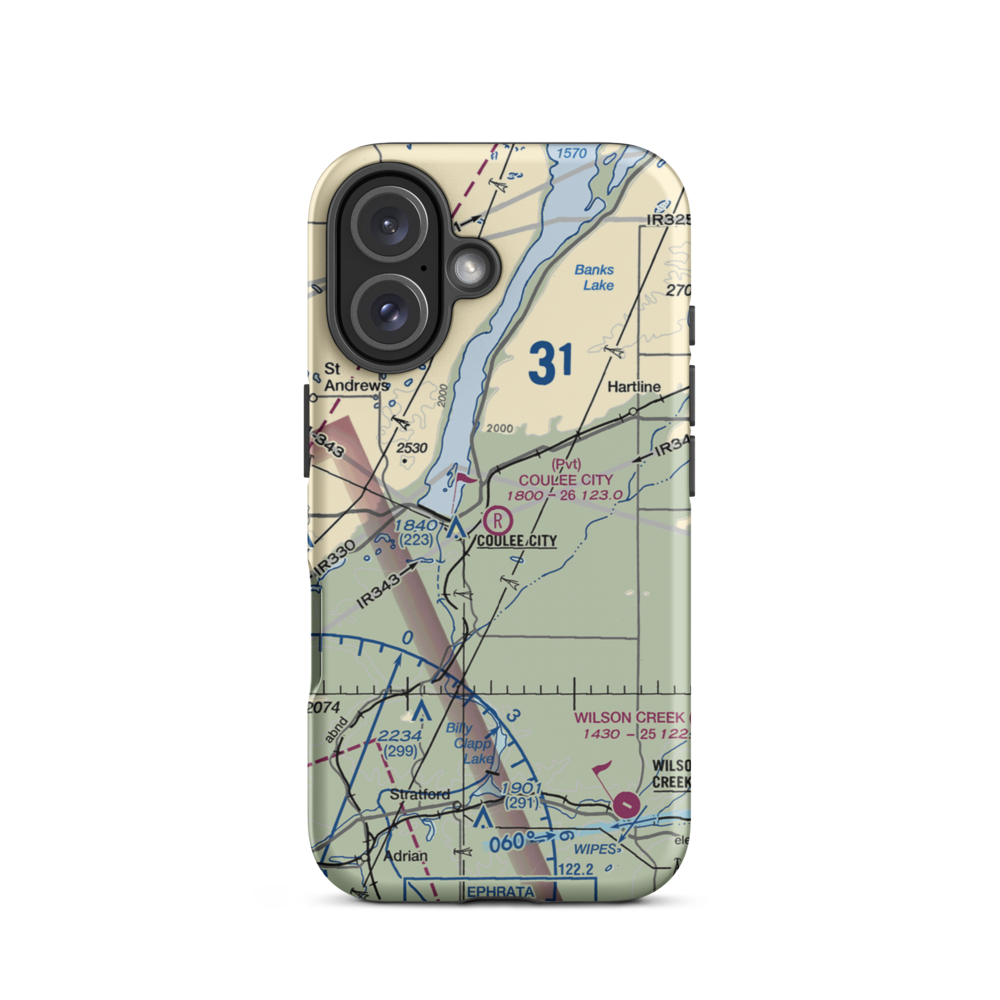 Coulee City Airport (WA15) VFR Sectional  Tough iPhone Case iPhone 16 model shown