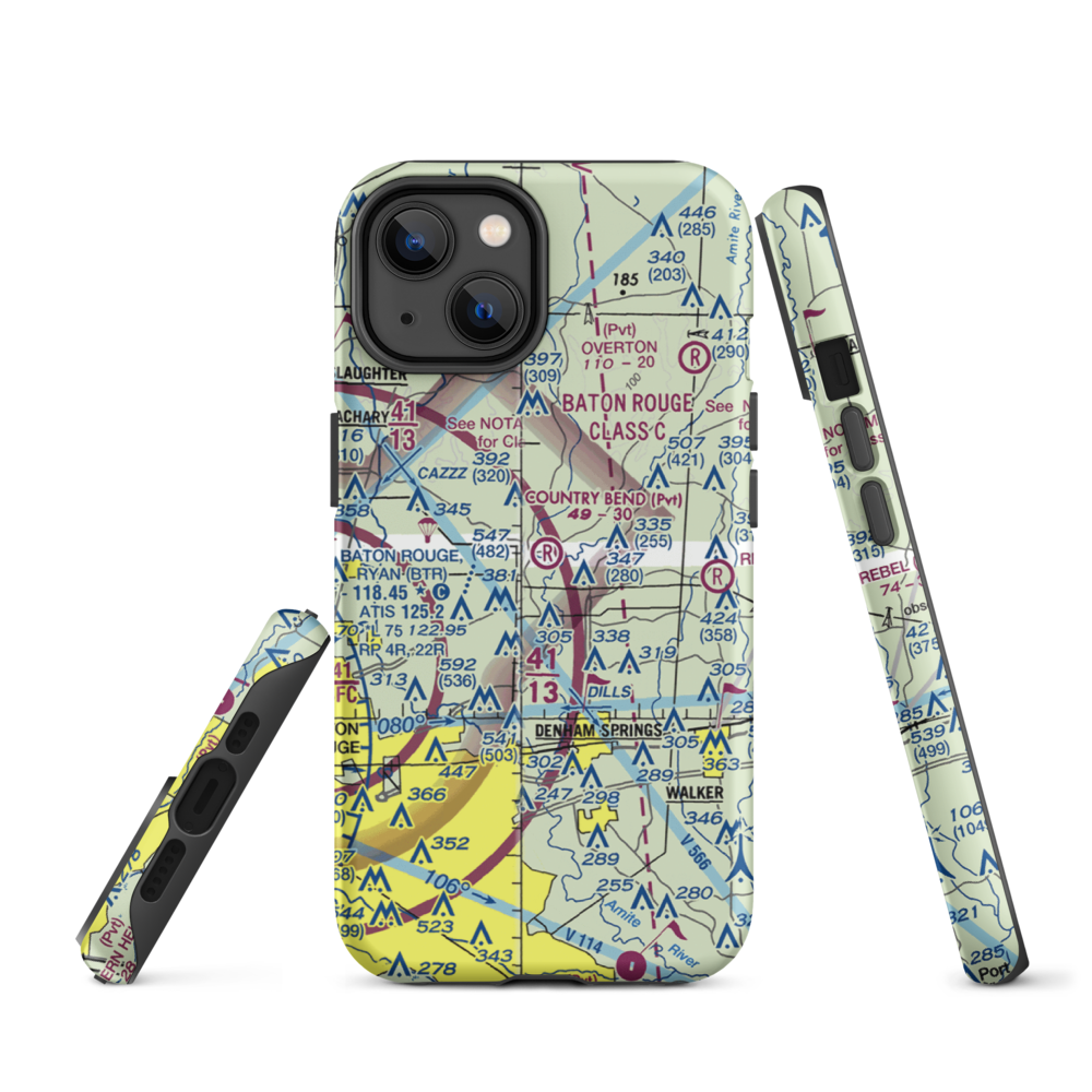 Country Bend Airport (LS39) VFR Sectional  Tough iPhone Case iPhone 14 model shown