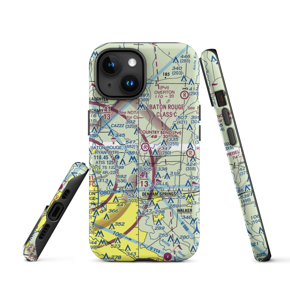 Country Bend Airport (LS39) VFR Sectional  Tough iPhone Case iPhone 15 model shown