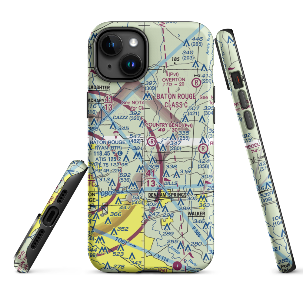 Country Bend Airport (LS39) VFR Sectional  Tough iPhone Case iPhone 15 Plus model shown