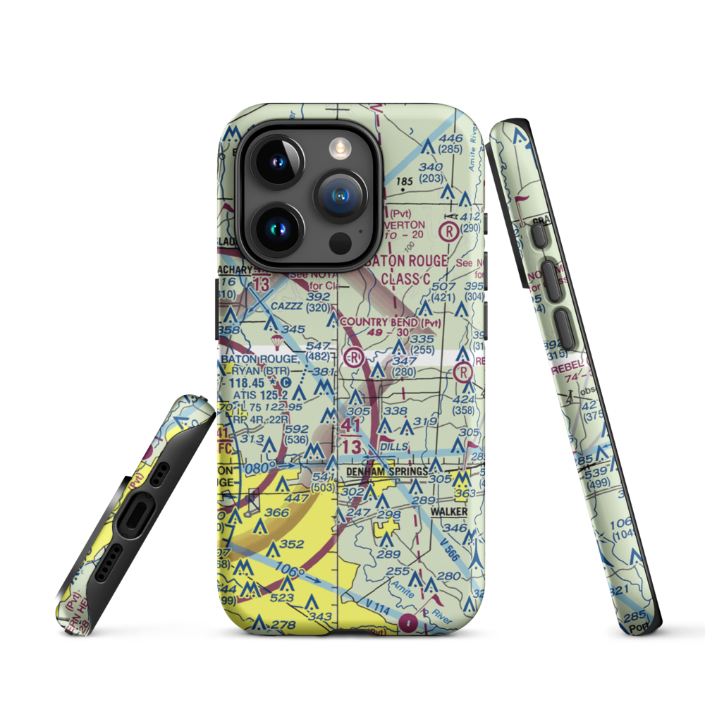Country Bend Airport (LS39) VFR Sectional  Tough iPhone Case iPhone 15 Pro model shown
