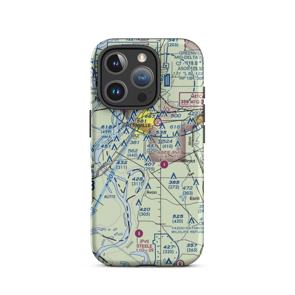 Country Club Airport (MS15) VFR Sectional  Tough iPhone Case iPhone 16 Pro model shown