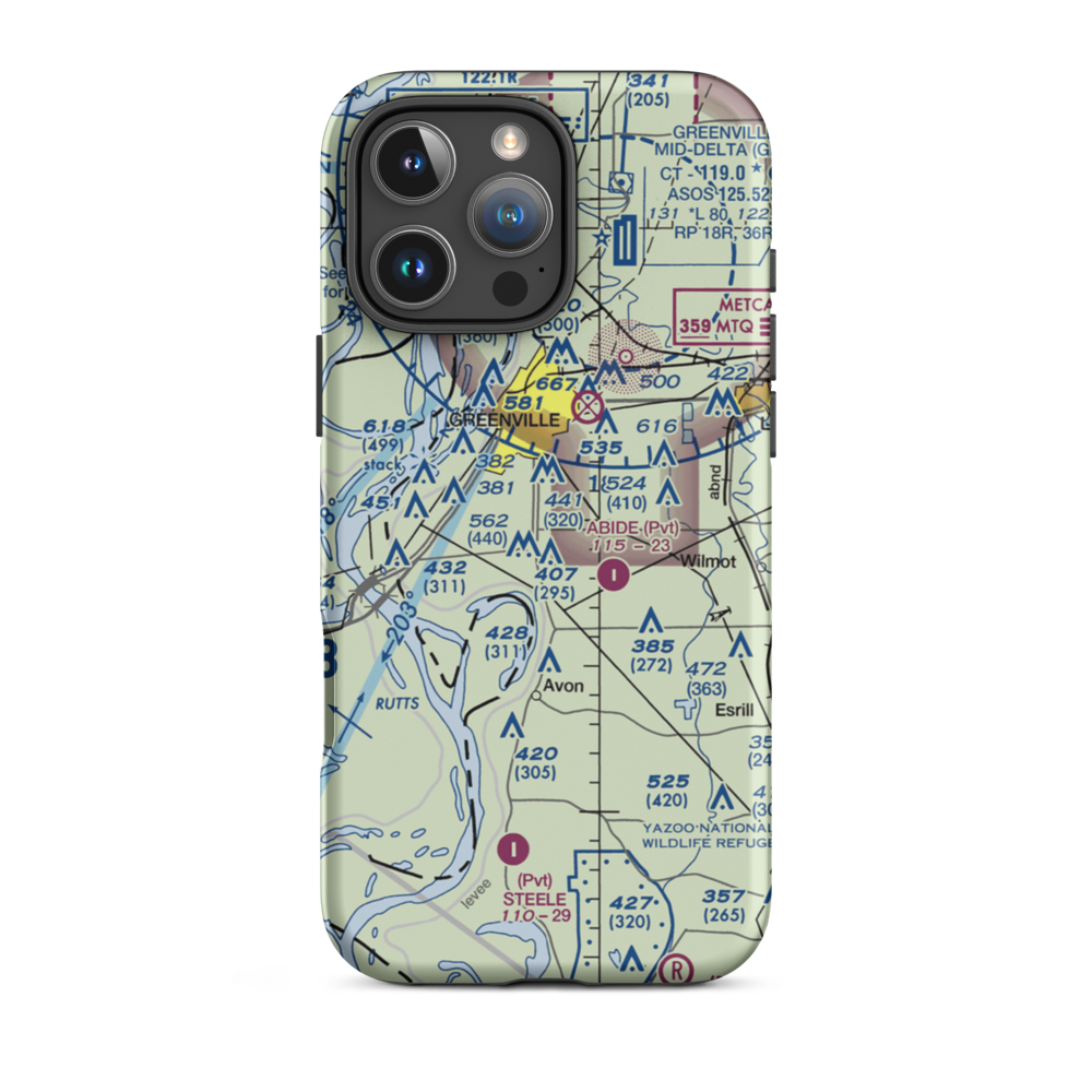 Country Club Airport (MS15) VFR Sectional  Tough iPhone Case iPhone 16 Pro Max model shown