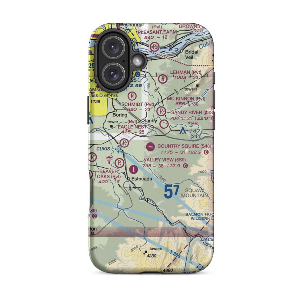 Country Squire Airpark (S48) VFR Sectional  Tough iPhone Case iPhone 16 Plus model shown