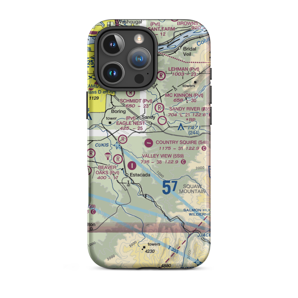 Country Squire Airpark (S48) VFR Sectional  Tough iPhone Case iPhone 16 Pro Max model shown