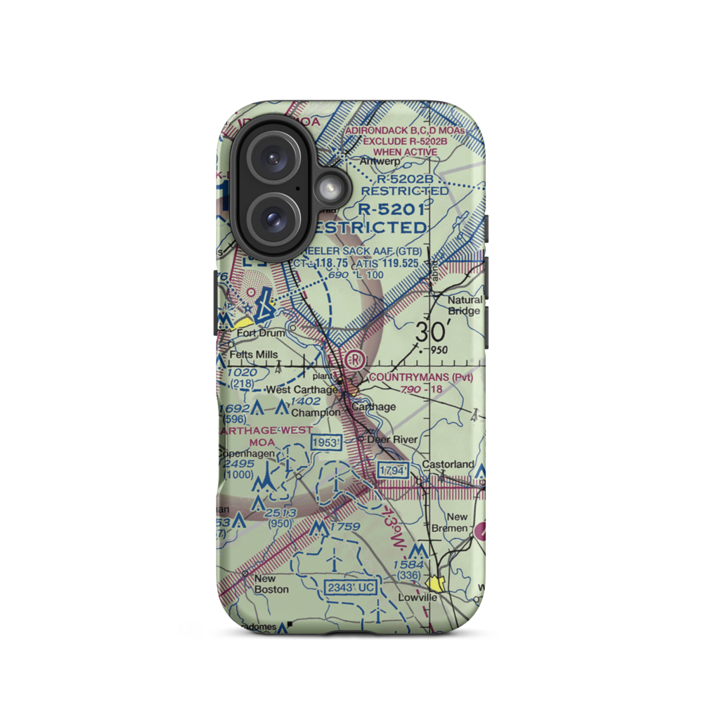 Countryman's Landing Strip (NK01) VFR Sectional  Tough iPhone Case iPhone 16 model shown