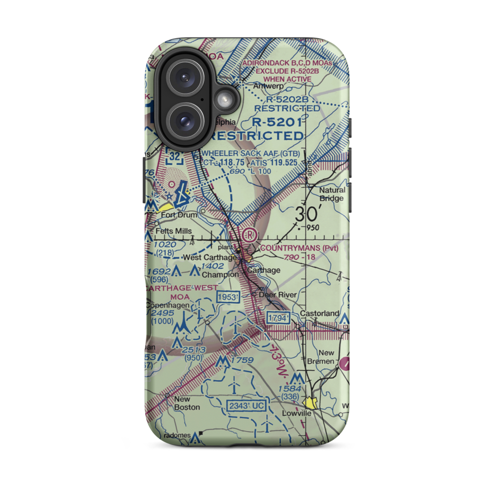 Countryman's Landing Strip (NK01) VFR Sectional  Tough iPhone Case iPhone 16 Plus model shown