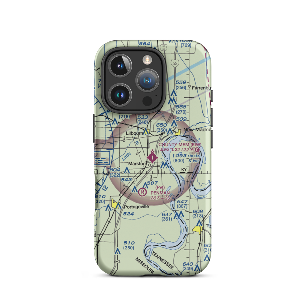 County Memorial Airport (EIW) VFR Sectional  Tough iPhone Case iPhone 16 Pro model shown