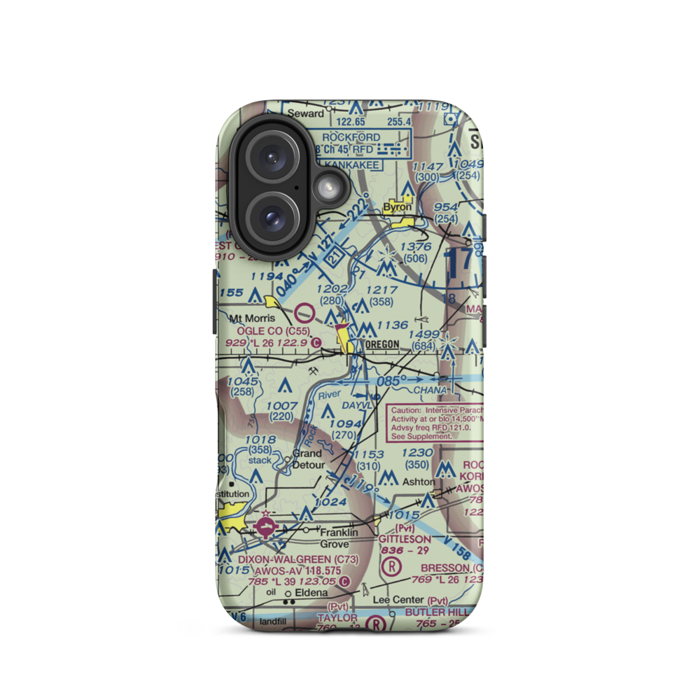 County Poor Farm Airport (67LL) VFR Sectional  Tough iPhone Case iPhone 16 model shown