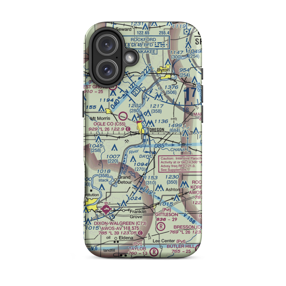 County Poor Farm Airport (67LL) VFR Sectional  Tough iPhone Case iPhone 16 Plus model shown