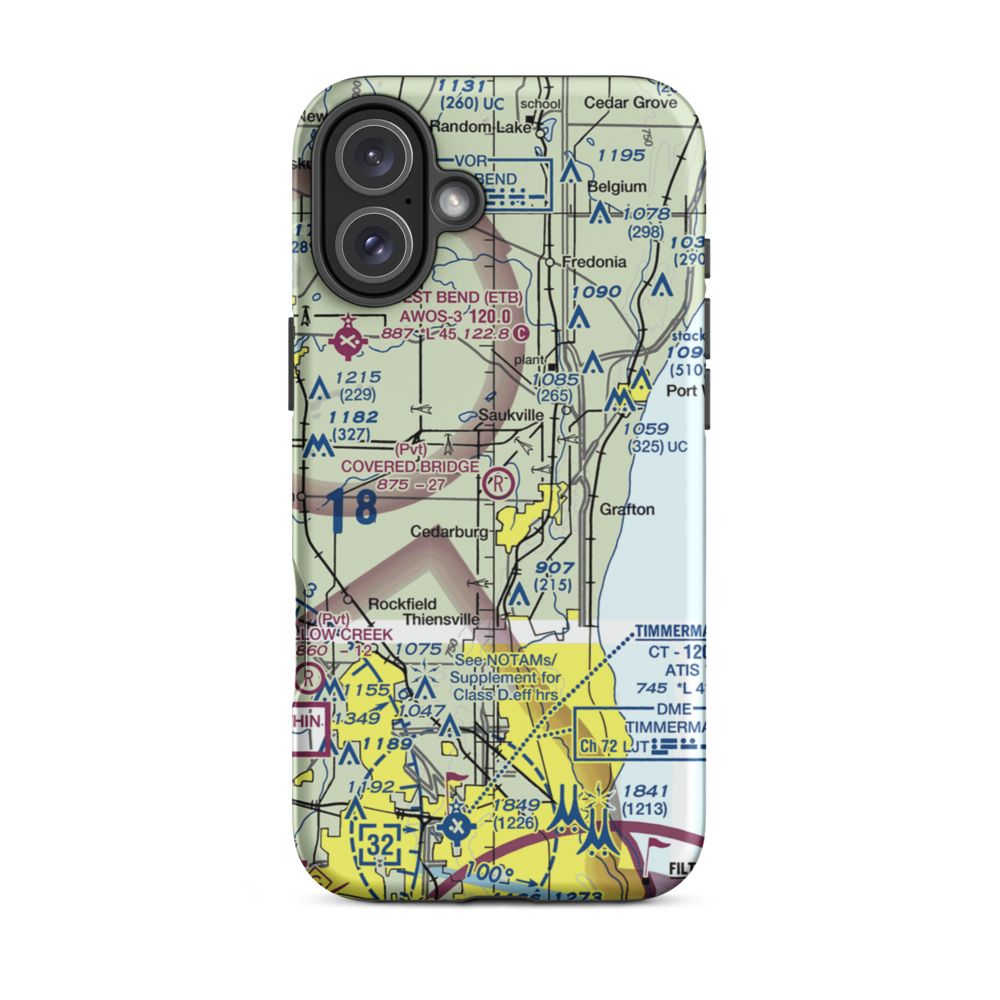 Covered Bridge Fields Airport (1WN2) VFR Sectional  Tough iPhone Case iPhone 16 Plus model shown