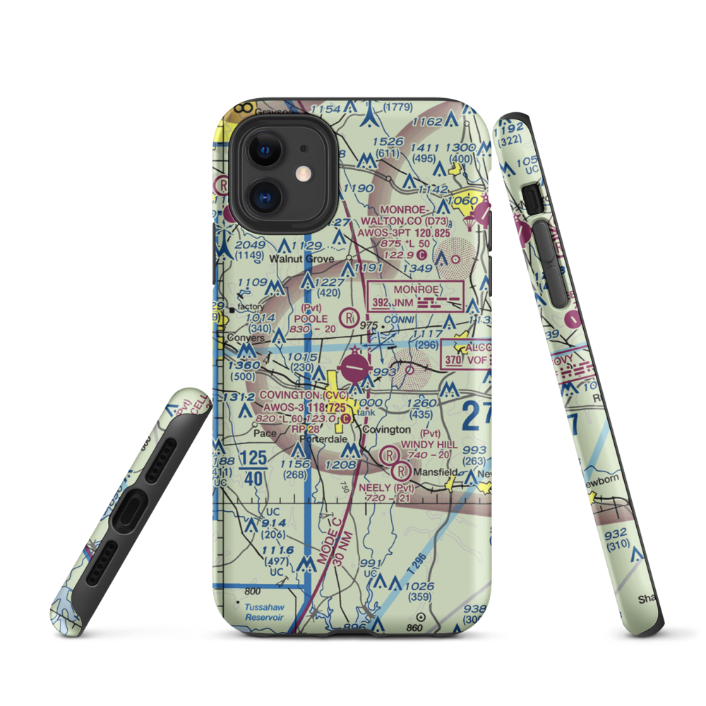 Covington Municipal Airport (CVC) VFR Sectional  Tough iPhone Case iPhone 11 model shown