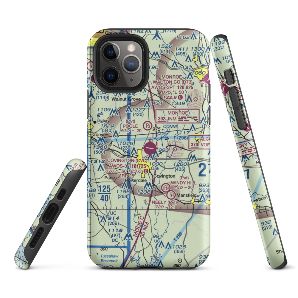 Covington Municipal Airport (CVC) VFR Sectional  Tough iPhone Case iPhone 11 Pro model shown