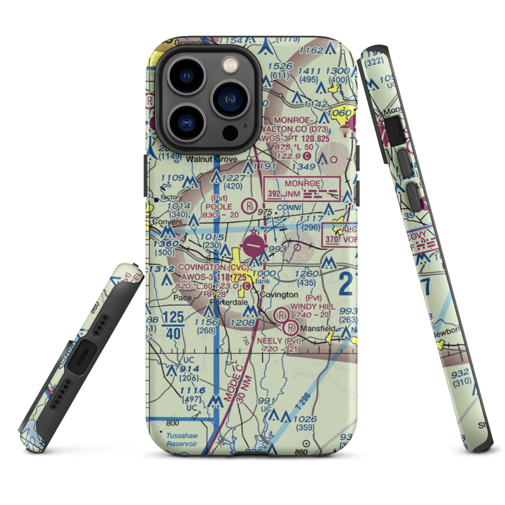 Covington Municipal Airport (CVC) VFR Sectional  Tough iPhone Case iPhone 13 Pro Max model shown