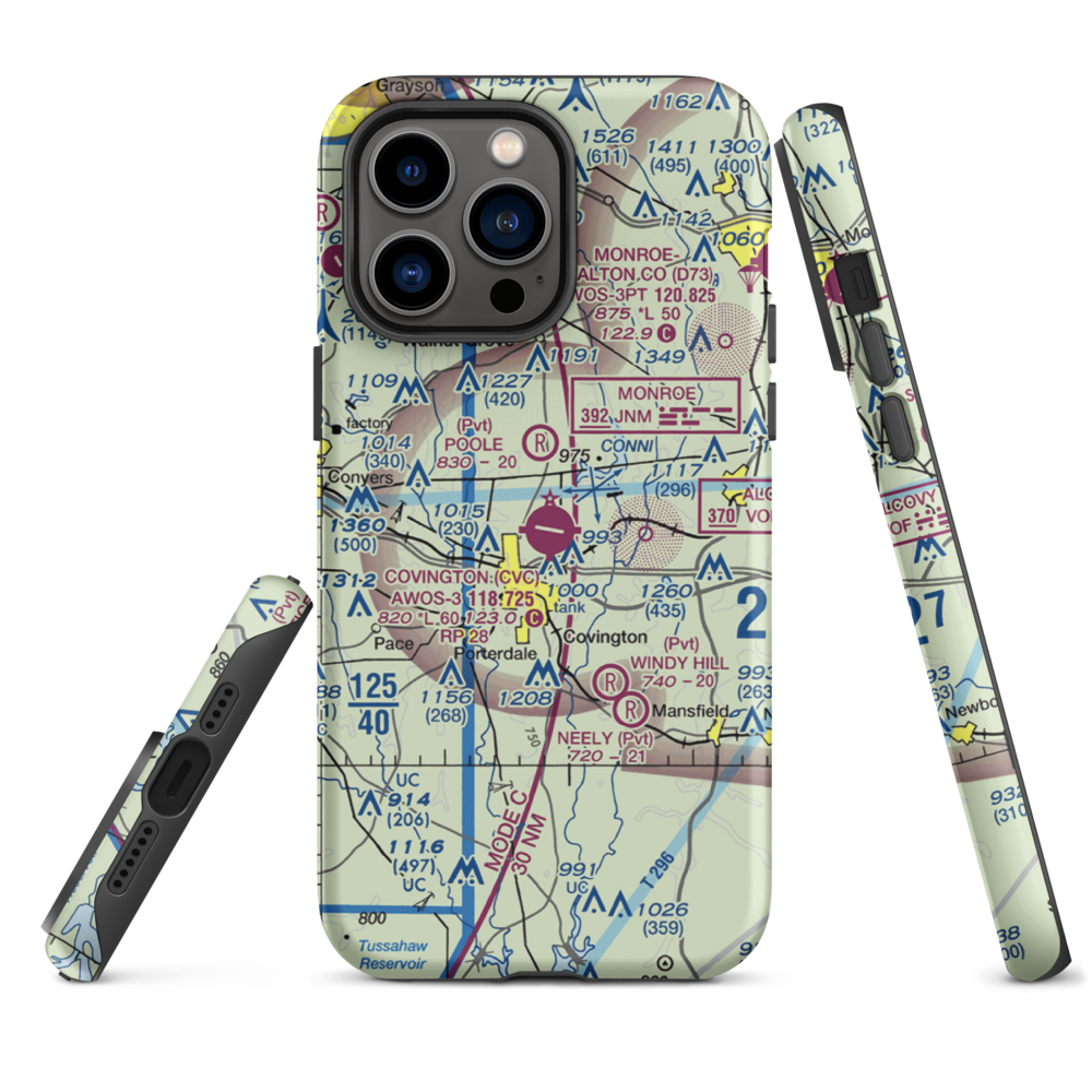 Covington Municipal Airport (CVC) VFR Sectional  Tough iPhone Case iPhone 14 Pro Max model shown